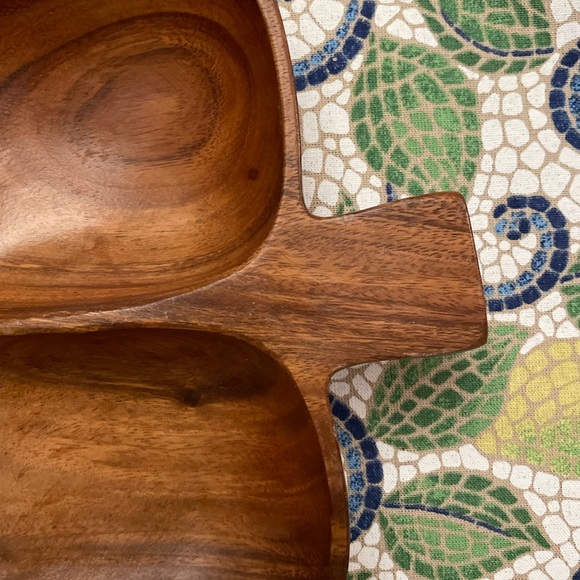 Vintage Royal Acacia Monkey Pod Wood Server Leaf Shaped Handcrafted Philippines - Picture 7 of 10